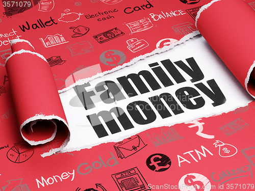 Image of Money concept: black text Family Money under the piece of  torn paper