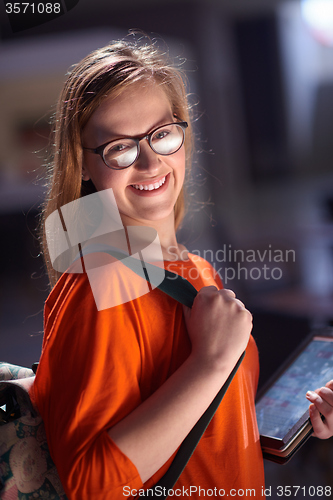 Image of student girl with tablet computer