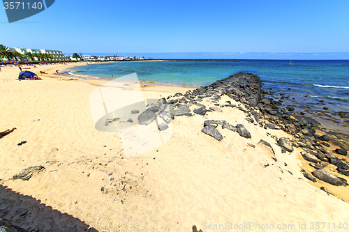 Image of white coast lanzarote  in spain  hotel  summer 