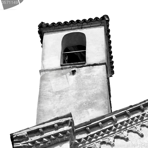 Image of ancien clock tower in italy europe old  stone and bell