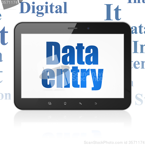 Image of Information concept: Tablet Computer with Data Entry on display