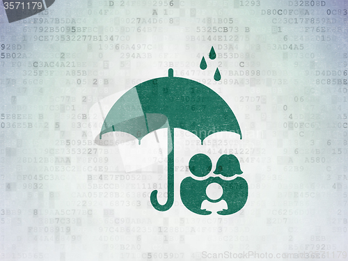 Image of Privacy concept: Family And Umbrella on Digital Paper background