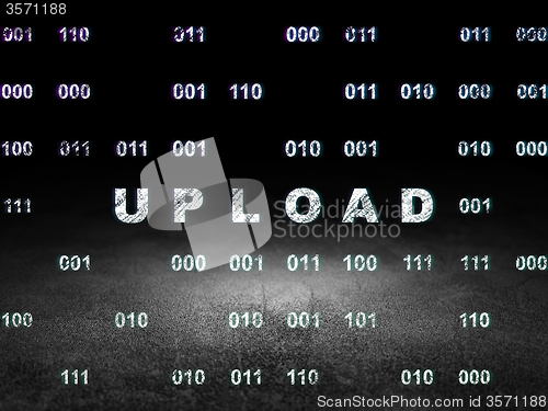 Image of Web design concept: Upload in grunge dark room