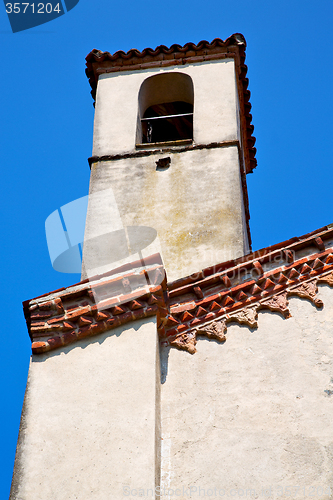 Image of ancien clock tower in italy europe old  stone and bell