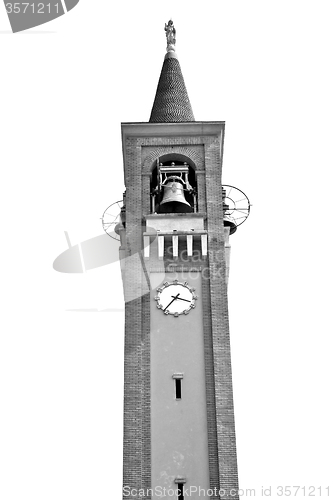 Image of ancien clock tower in italy europe old  stone and bell