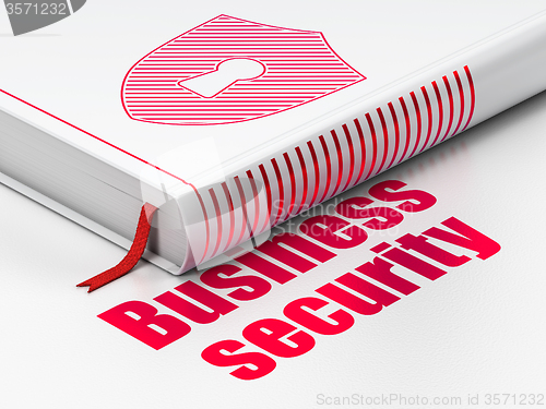 Image of Privacy concept: book Shield With Keyhole, Business Security on white background