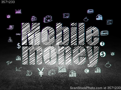 Image of Banking concept: Mobile Money in grunge dark room