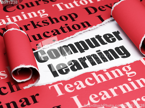 Image of Education concept: black text Computer Learning under the piece of  torn paper