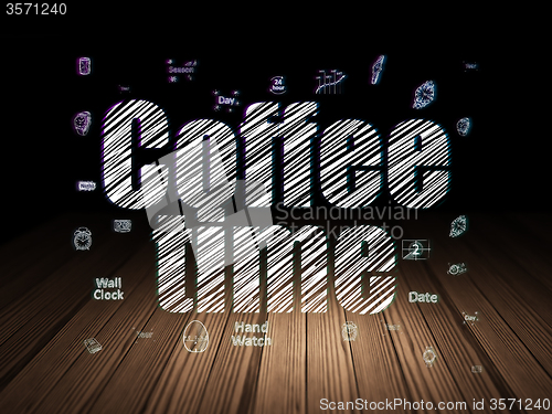 Image of Time concept: Coffee Time in grunge dark room