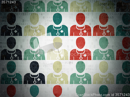 Image of Healthcare concept: Doctor icons on Digital Paper background