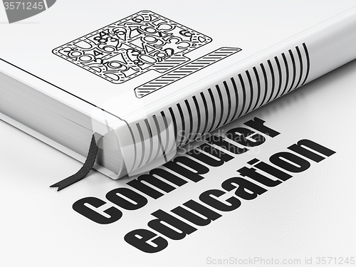 Image of Studying concept: book Computer Pc, Computer Education on white background