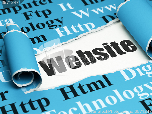 Image of Web design concept: black text Website under the piece of  torn paper