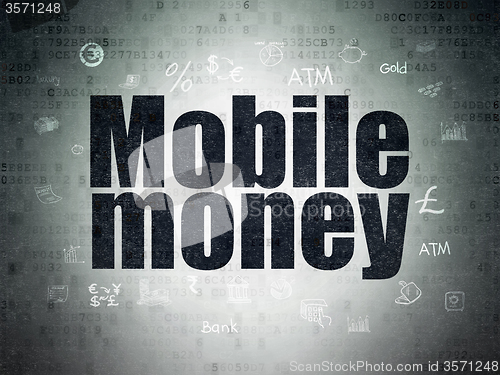 Image of Currency concept: Mobile Money on Digital Paper background