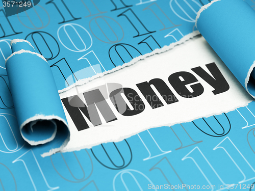 Image of Business concept: black text Money under the piece of  torn paper