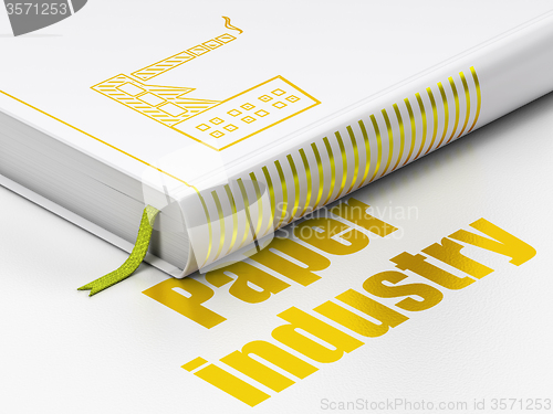 Image of Manufacuring concept: book Industry Building, Paper Industry on white background