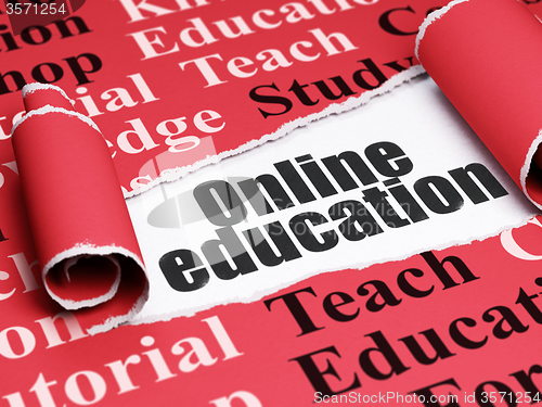 Image of Learning concept: black text Online Education under the piece of  torn paper