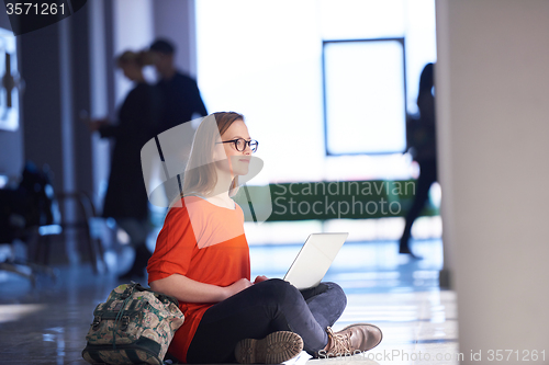 Image of student girl with laptop computer