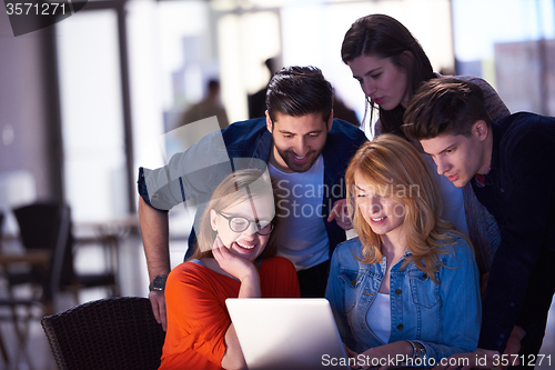 Image of students group working on school  project  together