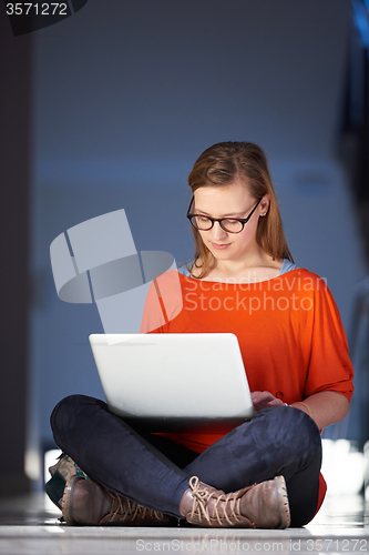 Image of student girl with laptop computer