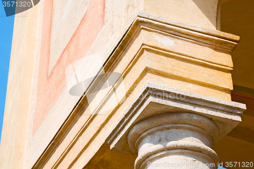 Image of abstract old column in the  of europe marble brick