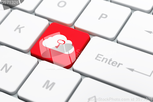 Image of Cloud networking concept: Cloud With Key on computer keyboard background