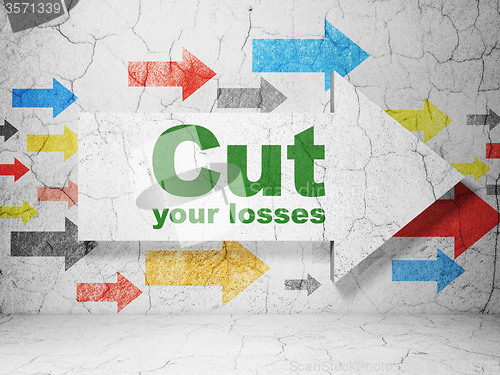 Image of Finance concept: arrow with Cut Your losses on grunge wall background