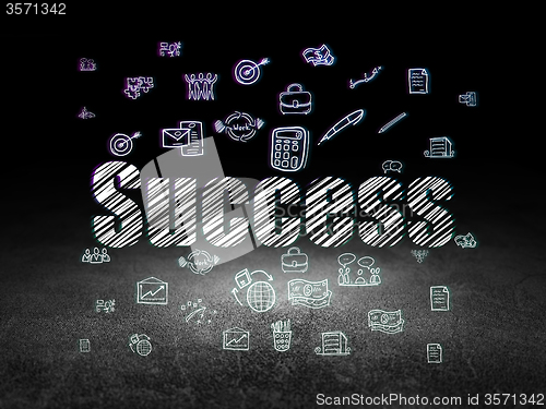 Image of Business concept: Success in grunge dark room
