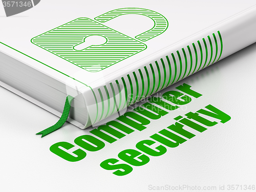 Image of Protection concept: book Closed Padlock, Computer Security on white background