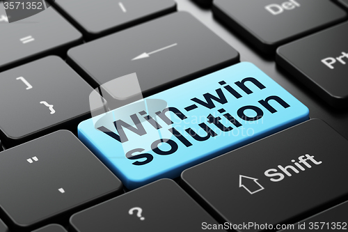 Image of Finance concept: Win-win Solution on computer keyboard background