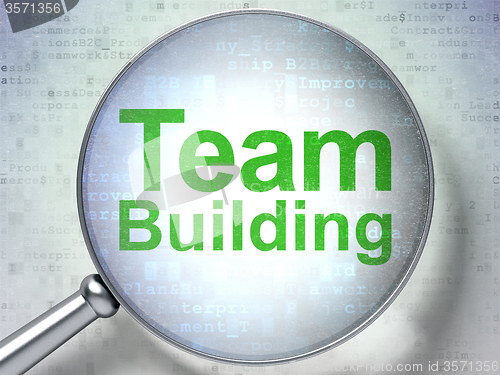 Image of Finance concept: Team Building with optical glass