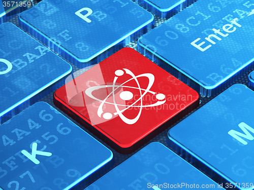 Image of Science concept: Molecule on computer keyboard background