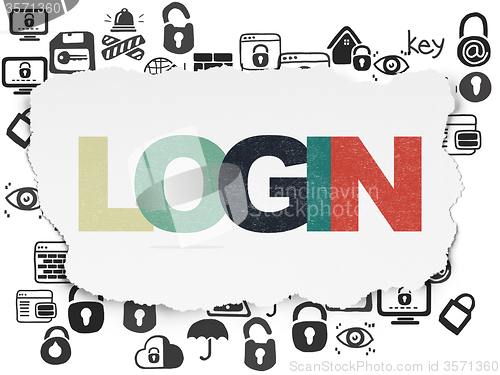 Image of Privacy concept: Login on Torn Paper background