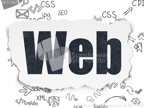 Image of Web development concept: Web on Torn Paper background