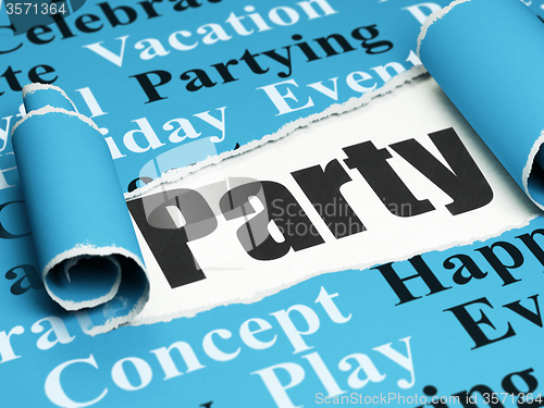 Image of Holiday concept: black text Party under the piece of  torn paper