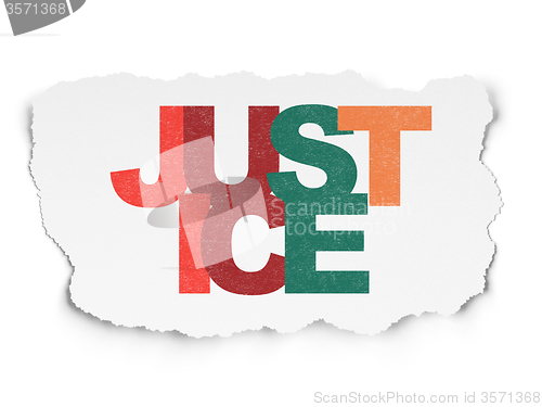 Image of Law concept: Justice on Torn Paper background