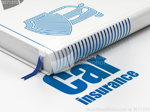 Image of Insurance concept: book Car And Shield, Car Insurance on white background