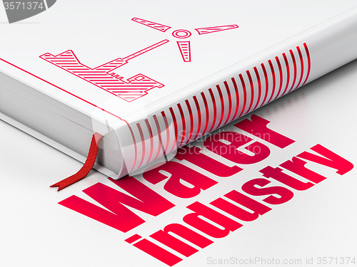 Image of Manufacuring concept: book Windmill, Water Industry on white background