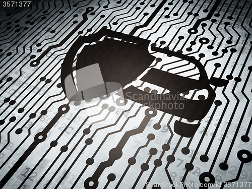 Image of Insurance concept: circuit board with Car And Shield