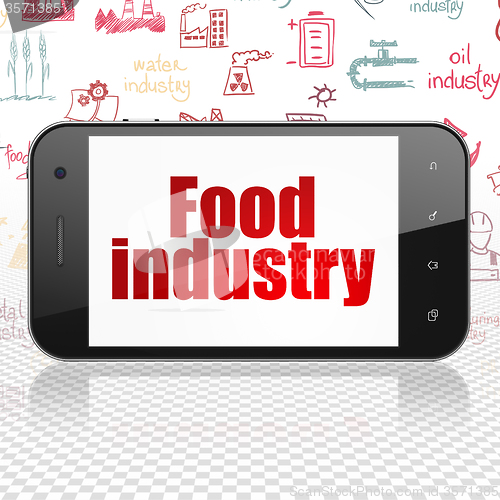 Image of Industry concept: Smartphone with Food Industry on display