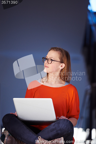 Image of student girl with laptop computer