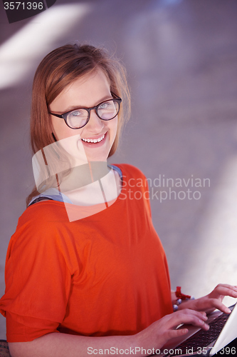 Image of student girl with laptop computer