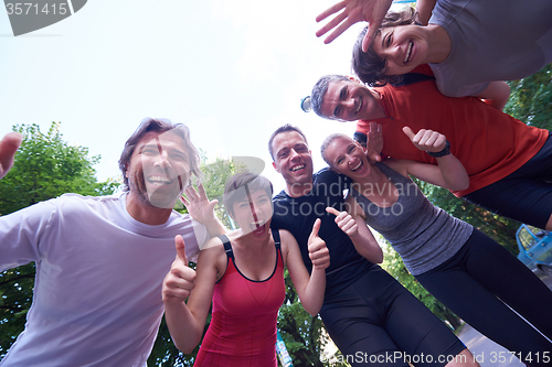 Image of jogging people group have fun