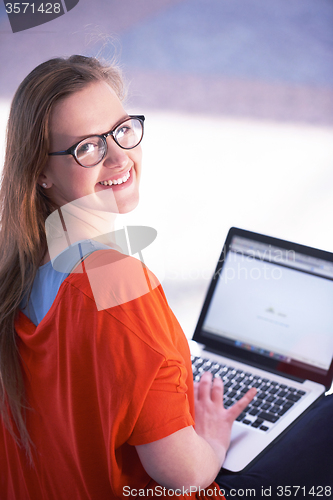Image of student girl with laptop computer