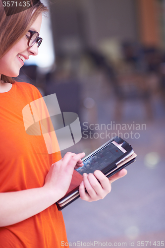 Image of student girl with tablet computer