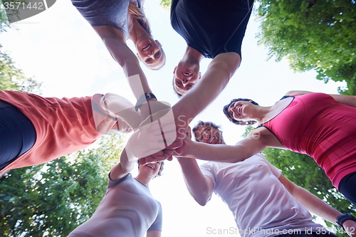 Image of jogging people group have fun