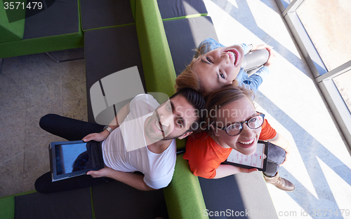 Image of students group working on school  project  together