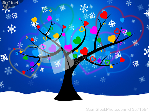 Image of Tree Snow Represents Nature Forest And Treetop