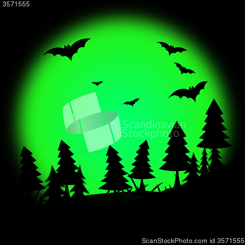 Image of Halloween Tree Represents Trick Or Treat And Autumn