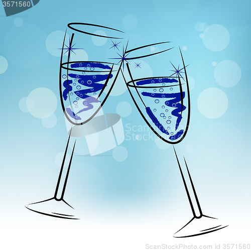 Image of Champagne Glasses Means Beverage Fun And Congratulations