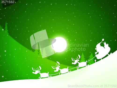 Image of Moon Santa Indicates Merry Xmas And Celebrate